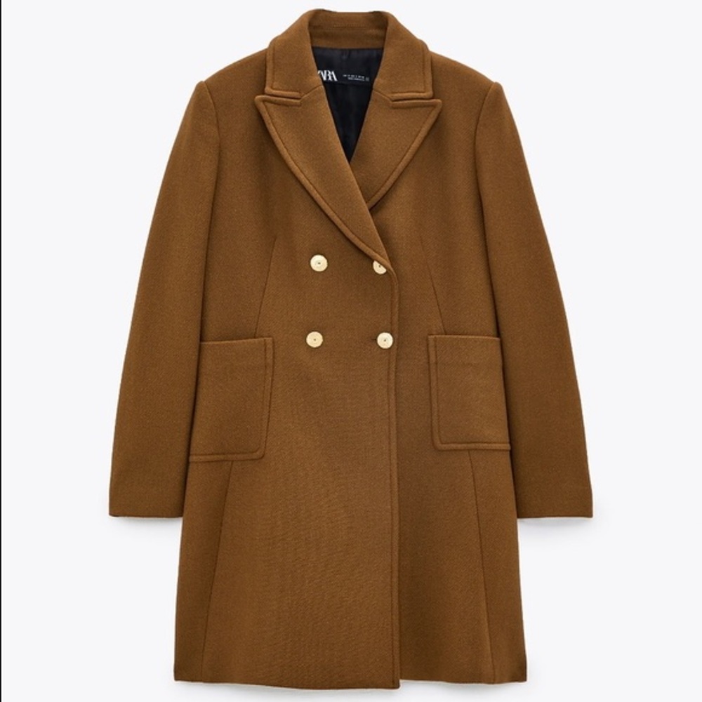 Zara double breast wool blend coat XS